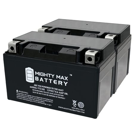 YTZ10S 12V 8.6AH Replacement Battery compatible with BMW G650X HP4 S1000R S1000XR - 2PK -  MIGHTY MAX BATTERY, MAX4018525